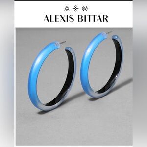ALEXIS BITTAR 100% Authentic Cerulean Blue Lucite Hoop Earrings. NWOT